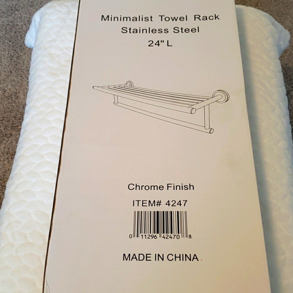 MINIMALIST TOWEL RACK STAINLESS STEEL 24"L - Picture 2 of 4